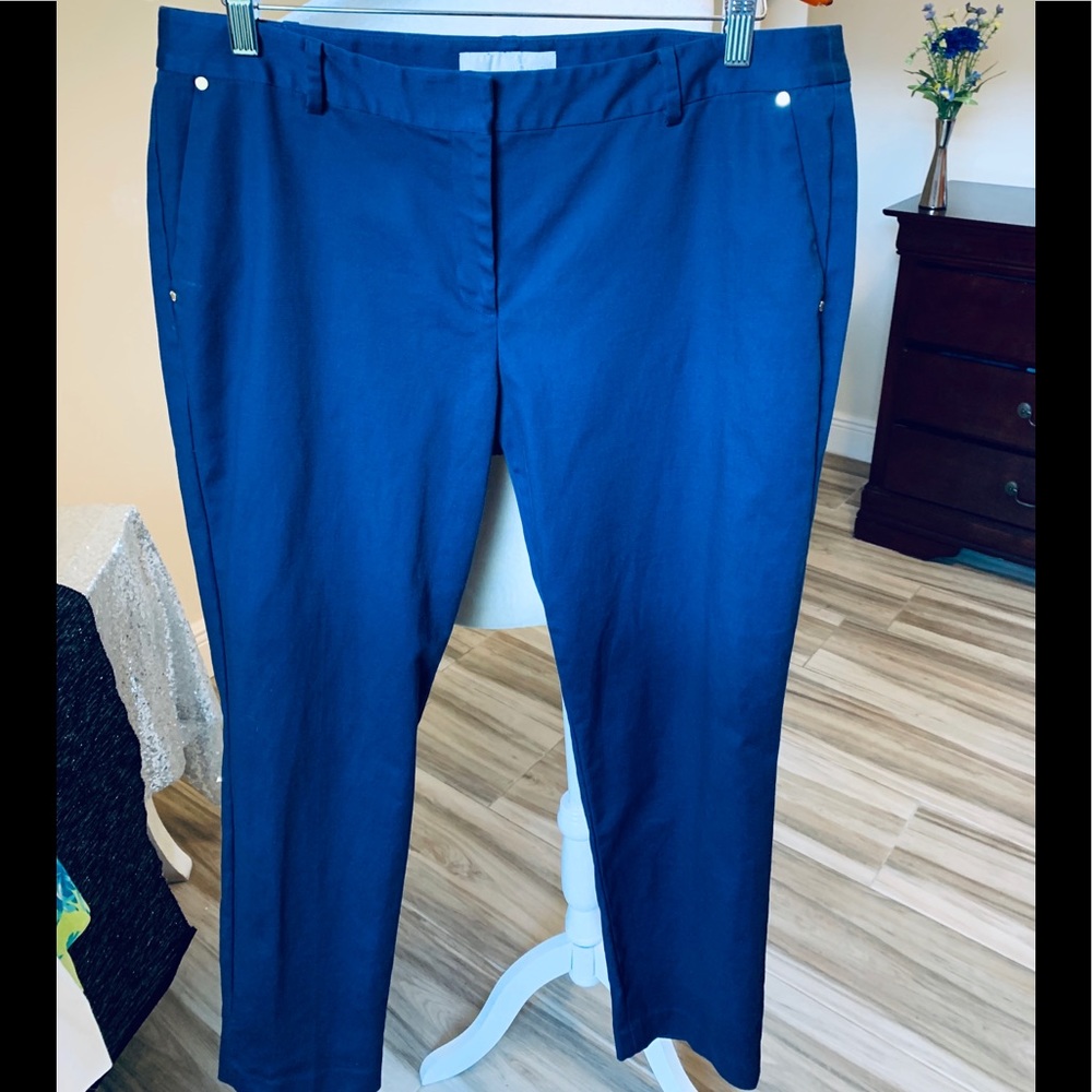 Michael Kors sz 14 cobalt blue pants gold accents